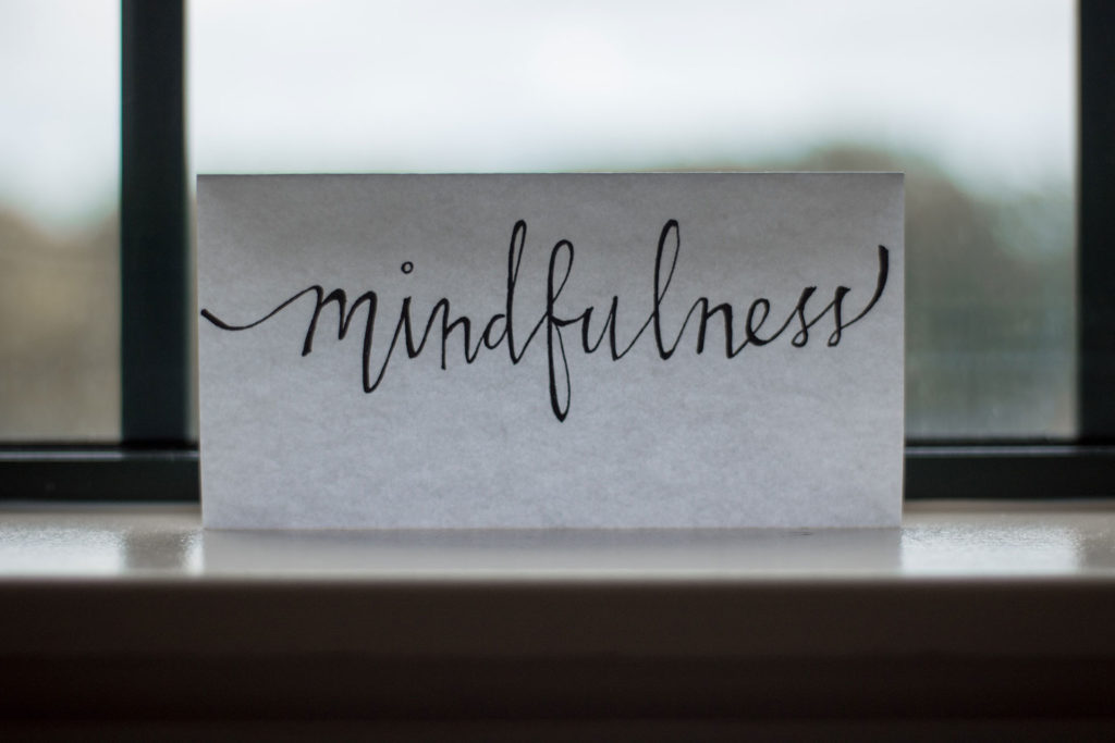 Zettel mit dem Wort: mindfulness