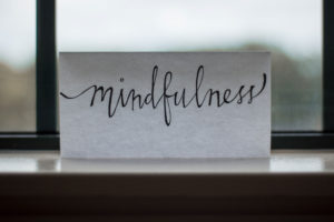Zettel mit dem Wort: mindfulness