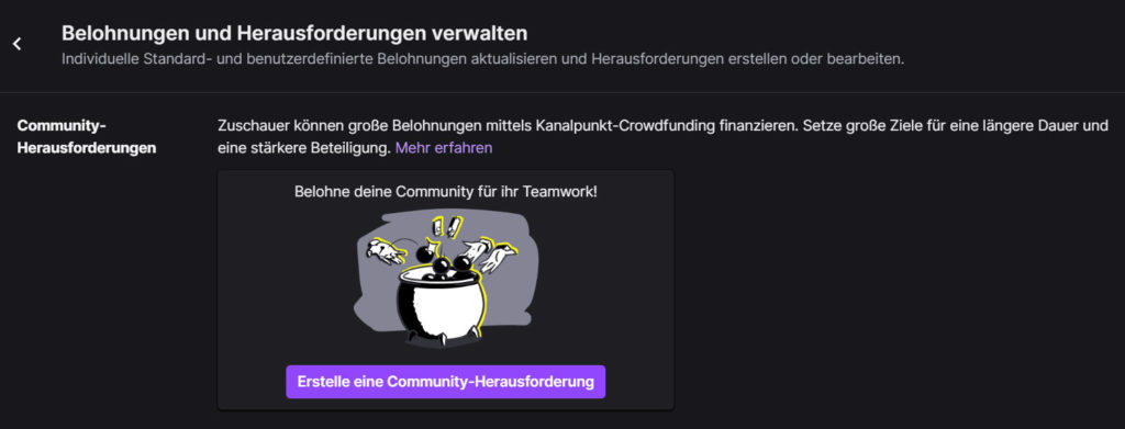 Kanalpunkte auf Twitch - Community-Herausforderungen